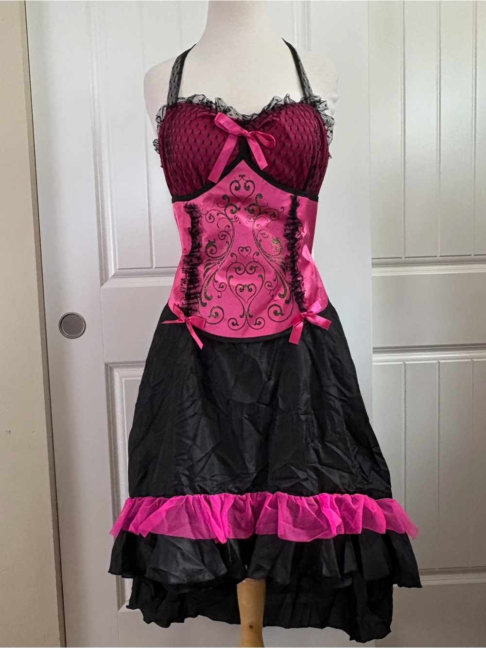 Saloon Gal Showgirl Adult Womens Costume Dress Cosplay Sexy Halloween XL Pink